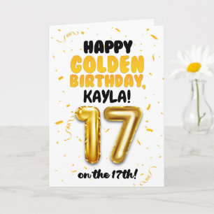 Gelukkige Gouden Verjaardag, 17e Verjaardagskaart  Kaart