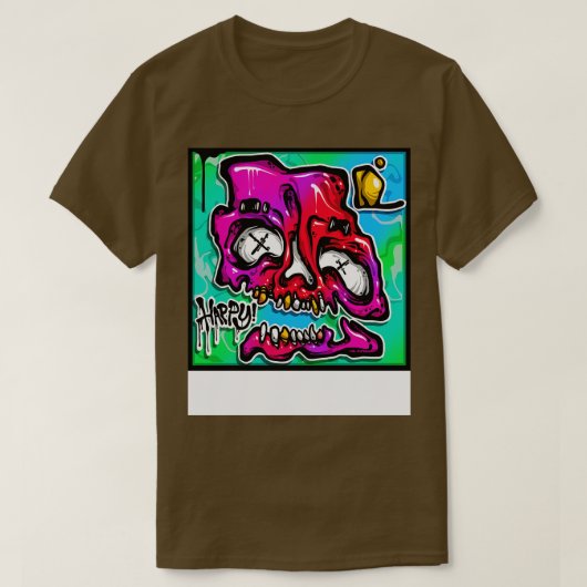 Gelukkige graffiti schedel t-shirt (Design voorkant)