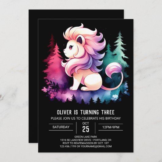 Gelukkige grillige leeuwenverjaardag kaart (Voorkant / Achterkant)