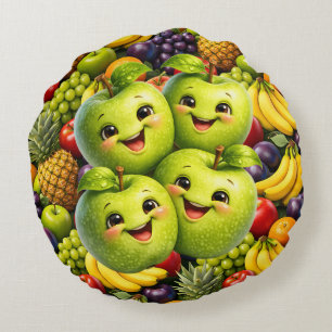 Gelukkige groene appels rond kussen