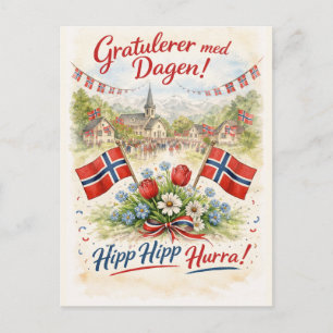 Gelukkige Grondwetdag Noorwegen - 17 Mei Syttende Briefkaart