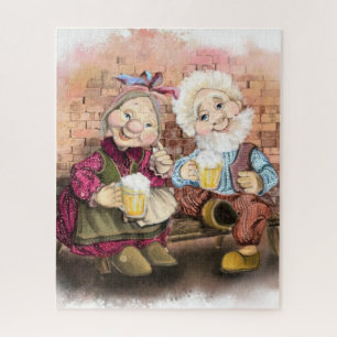 Gelukkige grootmoeder en grootvader Puzzle Legpuzzel
