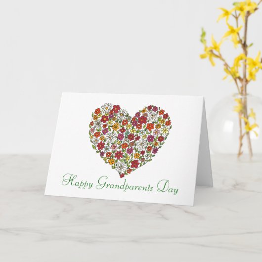 Gelukkige Grootouderdag - Flower Heart Kaart (Gele Bloem)