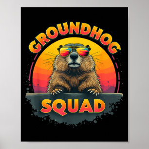 Gelukkige Groundhog-dag 2025 - Leuke Groundhog Squ Poster