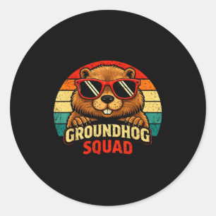 Gelukkige Groundhog-dag 2026 viering Grappige Grou Ronde Sticker