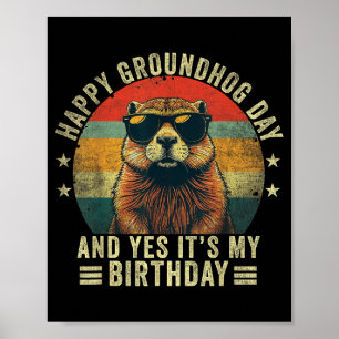 Gelukkige Groundhog-dag Verjaardag Cool Groundhog Poster