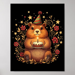 Gelukkige Groundhog-dag Verjaardagstaart Groundhou Poster