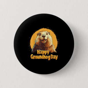 Gelukkige Groundhog Day 2025 Grappige Groundhog Da Ronde Button 5,7 Cm