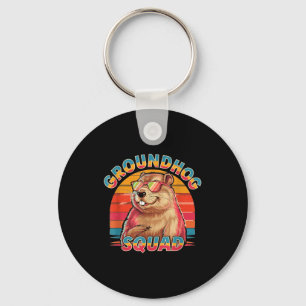 Gelukkige Groundhog Day 2025 Grappige Groundhog Sq Sleutelhanger