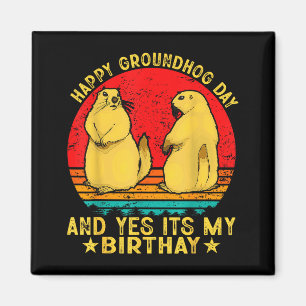 Gelukkige Groundhog Day 2025 Grappige Retro Marmot Magneet