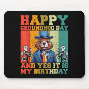 Gelukkige Groundhog Day 2025 Grappige Retro Marmot Muismat