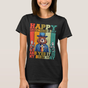 Gelukkige Groundhog Day 2025 Grappige Retro Marmot T-shirt