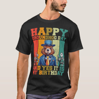 Gelukkige Groundhog Day 2025 Grappige Retro Marmot T-shirt