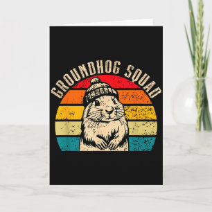 Gelukkige Groundhog Day 2025 Groundhog Squad Woodc Kaart