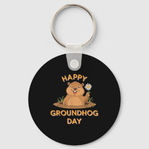Gelukkige Groundhog Day 2025 Overeenkomstige Famil Sleutelhanger