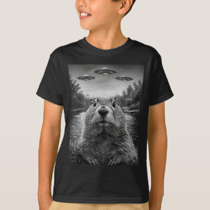 Gelukkige Groundhog Day Bosmarmot Selfie Met Ufos T-shirt