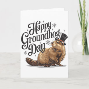 Gelukkige Groundhog Day Grond Eekhoorn Dieren Kost Kaart
