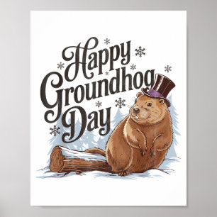 Gelukkige Groundhog Day Grond Eekhoorn Dieren Kost Poster