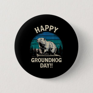 Gelukkige Groundhog Day Grond Eekhoorn Dieren Kost Ronde Button 5,7 Cm
