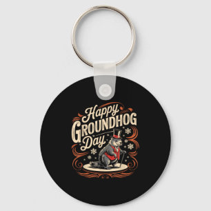 Gelukkige Groundhog Day Grond Eekhoorn Dieren Kost Sleutelhanger