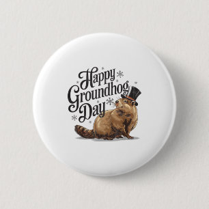 Gelukkige Groundhog Day Grond Eekhoorn Dierenkostu Ronde Button 5,7 Cm