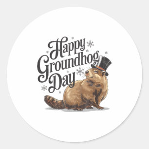 Gelukkige Groundhog Day Grond Eekhoorn Dierenkostu Ronde Sticker