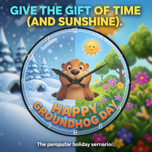 Gelukkige Groundhog Day Seizoensgebonden Grote Klok