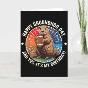 Gelukkige Groundhog Day Verjaardag Voetbal Grappig Kaart