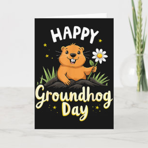 Gelukkige Groundhogdag Met Bloem _1 Kaart
