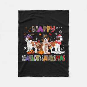 Gelukkige Hallothanksams Sint Bernard Hond Hallowe Fleece Deken