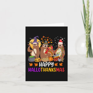 Gelukkige Hallothanksmas Luiaard Halloween Kerstmi Kaart