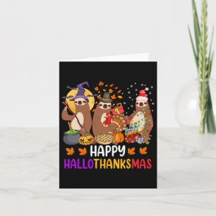 Gelukkige Hallothanksmas Luiaard Halloween Kerstmi Kaart
