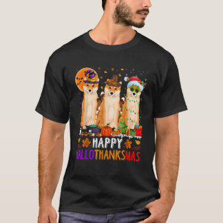 Gelukkige Hallothanksmas Shiba Inu Hond Halloween T-shirt