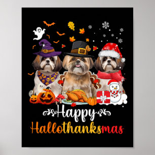 Gelukkige Hallothanksmas Shih Tzu Hond Halloween C Poster