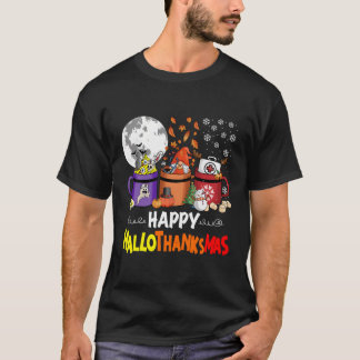 Gelukkige Hallothanksmas Verpleegster Koffie Grapp T-shirt
