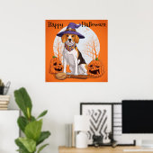 Gelukkige Halloween Beagle Witch Poster (Thuiskantoor)