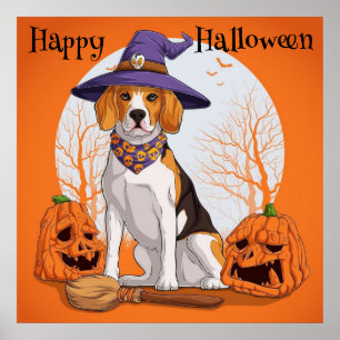 Gelukkige Halloween Beagle Witch Poster