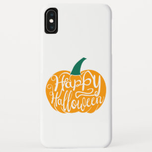 Gelukkige Halloween-belettering op gesneden pompoe iPhone XS Max Hoesje