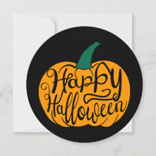 Gelukkige Halloween-belettering op gesneden pompoe Feestdagenkaart
