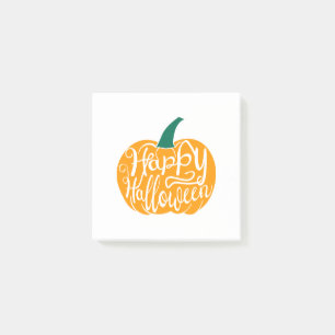 Gelukkige Halloween-belettering op gesneden pompoe Post-it® Notes