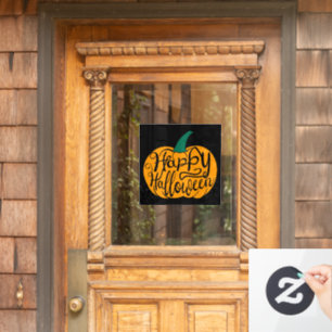 Gelukkige Halloween-belettering op gesneden pompoe Raamsticker