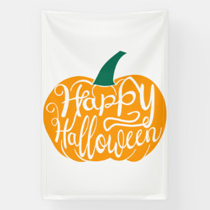 Gelukkige Halloween-belettering op gesneden pompoe Spandoek