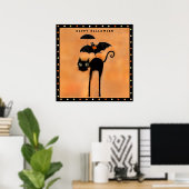 Gelukkige Halloween Black Cat en Acrobat Poster (Thuiskantoor)