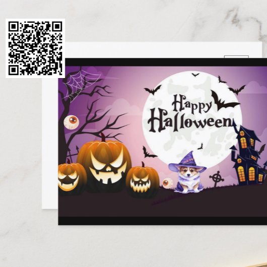 Gelukkige Halloween Corgi Witch Briefkaart