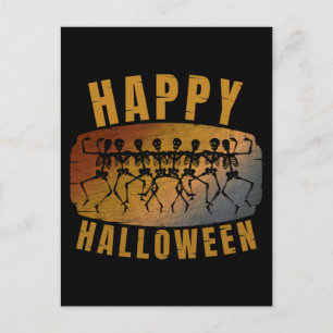GELUKKIGE HALLOWEEN DANSEDER SKELET BRIEFKAART