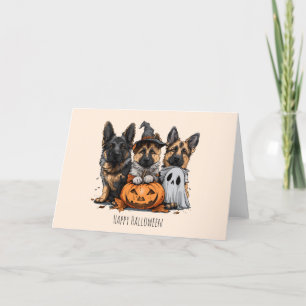 Gelukkige Halloween Duitse Herder Honden Feestdagen Kaart