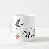 Gelukkige Halloween Ghost Cats Koffiemok (Voorkant links)