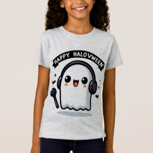 Gelukkige Halloween Ghost Singer Halloween Music F T-shirt