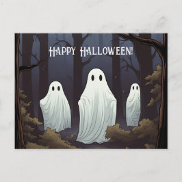 Gelukkige Halloween Ghosts in een bos Briefkaart