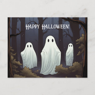 Gelukkige Halloween Ghosts in een bos Briefkaart